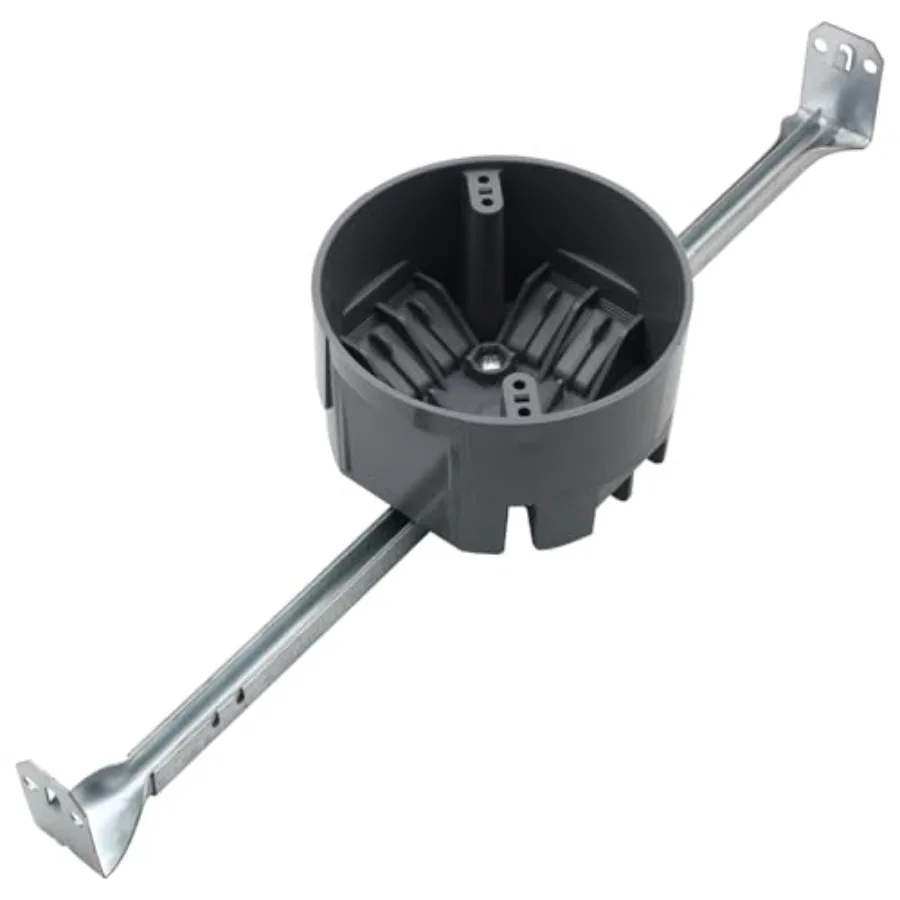 20Cu.in. Adjustable Electrical Box with Round Shape, PVC Ceiling Fan Box for Construction, ETL Listed, Gray