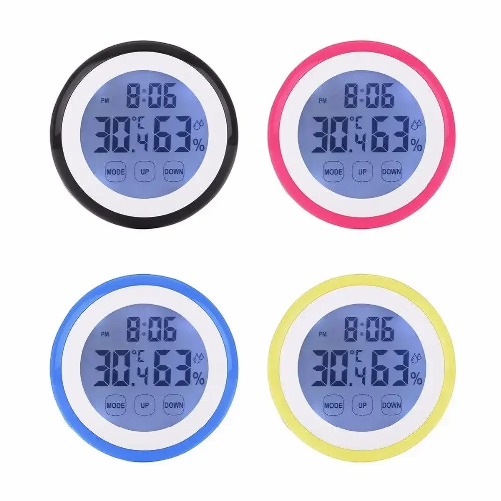 90*90*26mm Digital Temperature Humidity Time Function Wall Clocks Backlight For Bedroom Without Batteries