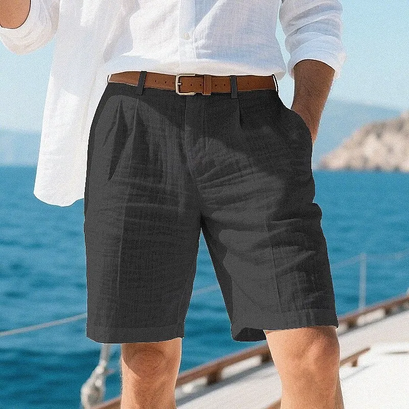 2026 New Men's Cotton Linen shorts Pants Male Summer Breathable Solid Color Linen Trousers Fitness Streetwear S-3XL