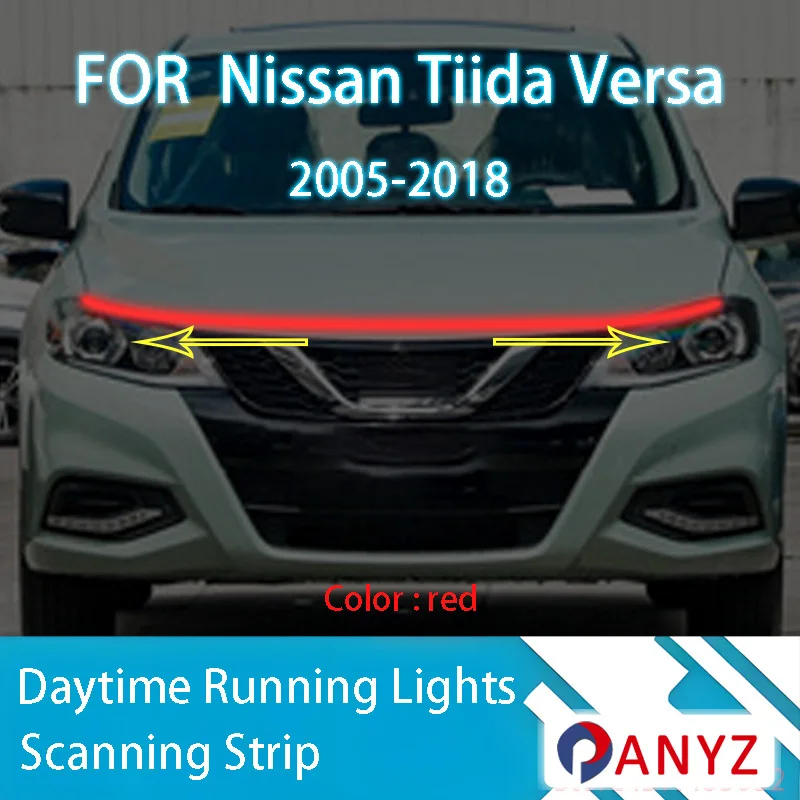 

ДЛЯ Nissan Tiida Versa 2005-2018 светодиодные дневные ходовые огни сканирования капота автомобиля DRL направляющая декоративная лампа окружающего света 12 В