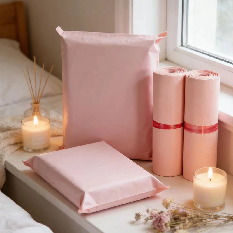 50 Pink Polyethylene Mail Bags, Used for Clothing, Gift Packaging, and Transportation Bags, Self-Adhesive Waterproof Express Bag