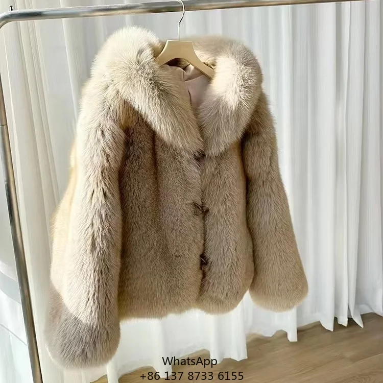 Women's Winter Young Popular Style Hooded Warm Fox Fur Vintage Outwear