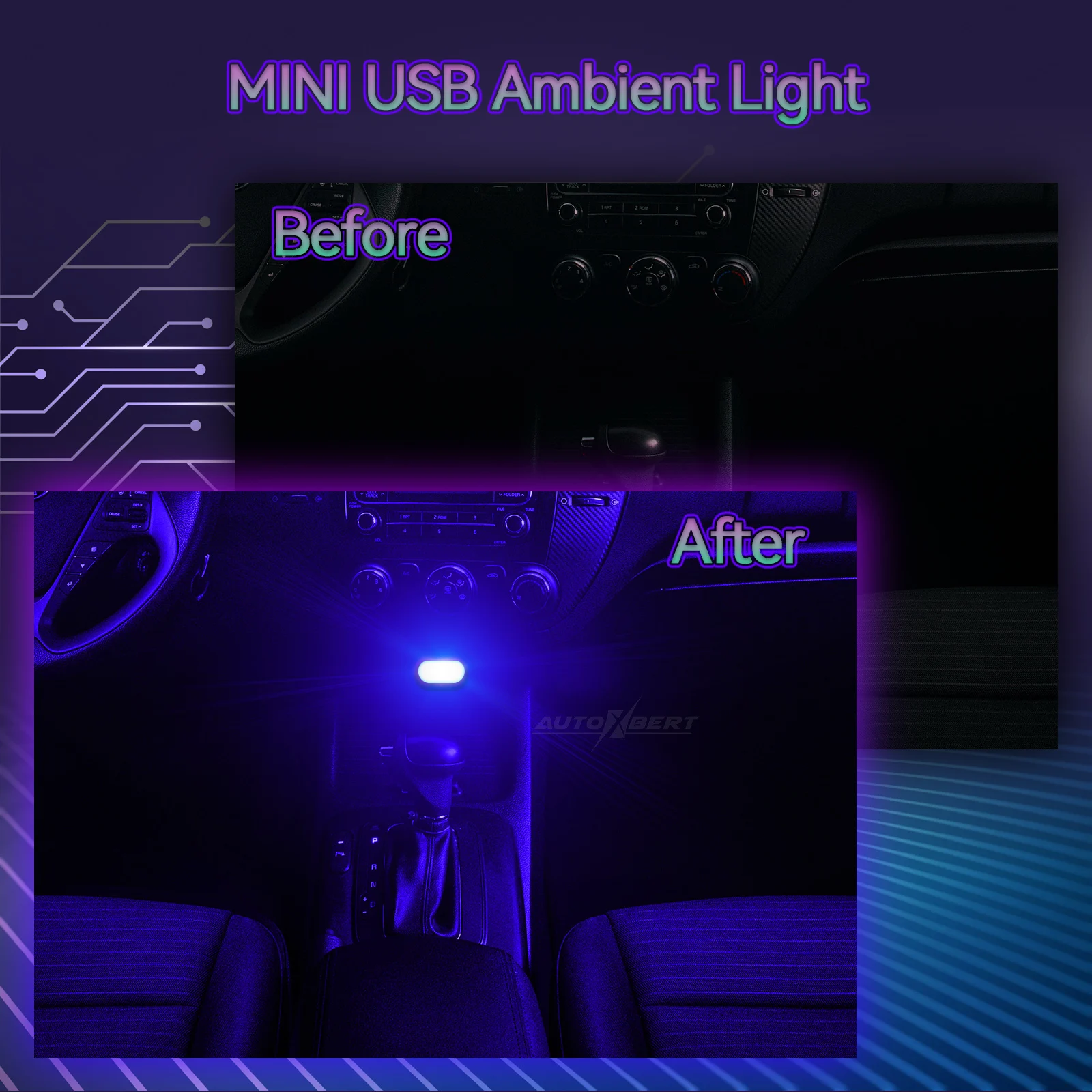 Mini USB Light LED Night Atmosphere Light Car Ambient Light Neon Interior Light Home Decoration Auto Car Desktop Wall Universal