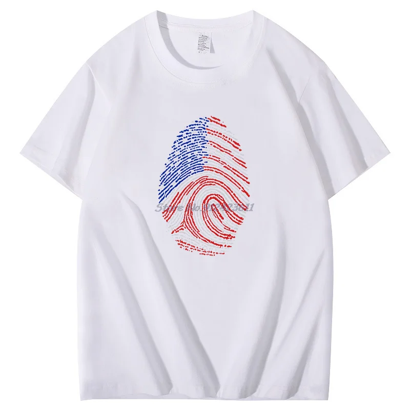 Summer t shirt for men Cool USA Thumb prints Vintage graphic t shirts Harajuku short sleeve t-shirt Tees Tops Men's clothing