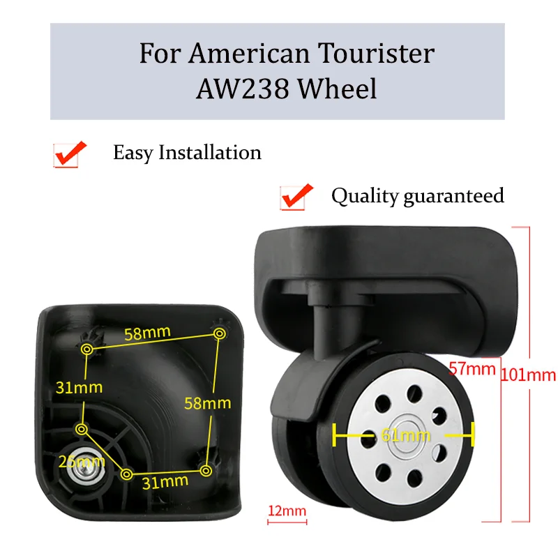 For American Tourist AW238 Luggage Universal Wheel Replacement Rod Box Accessories Combination Box Roller Pulley Quiet Wear