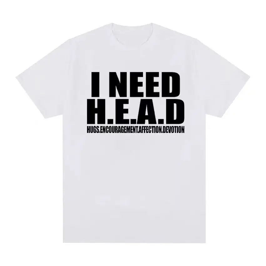I Need HEAD Shirt - A Funny and Creative Letter-themed Casual Couple's Letter T-shirt for Summer, Suitable for Casual Wear.