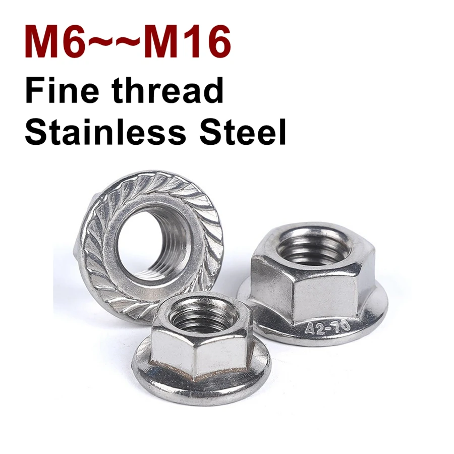 Stainless steel Fine thread Flange nut M6~M16 Lock nut DIN6923