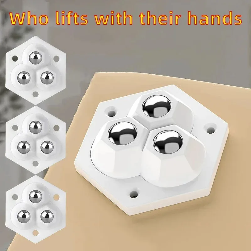 3Pcs Self Adhesive Caster Wheels Super Load-bearing 3 Beads Universal 360° Rotating Wheels For Home Appliances Storage Boxes