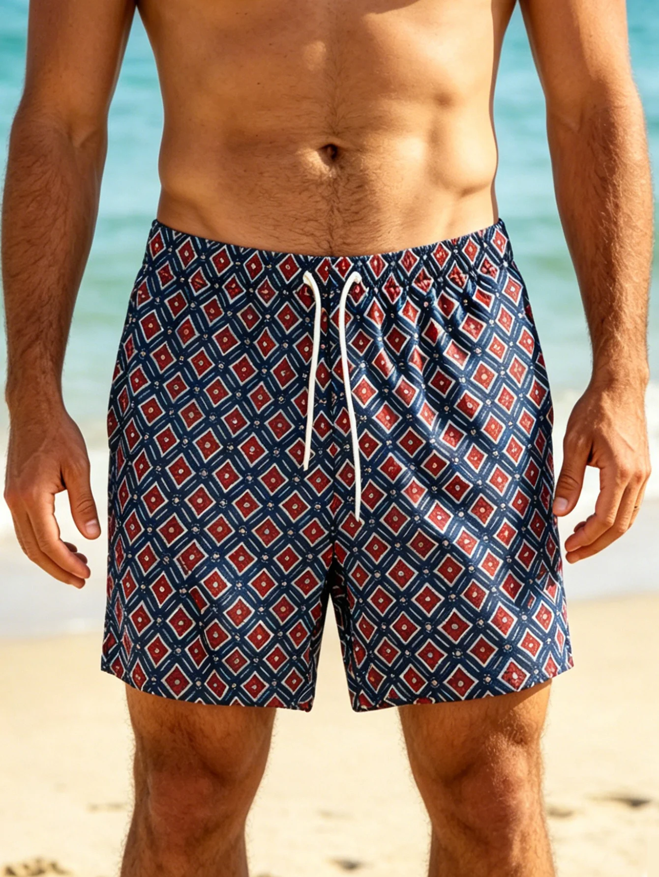 Men's Beach Pants with Briefs Outdoor Surfing Quick-drying Breathable Double-layer Swim Trunks