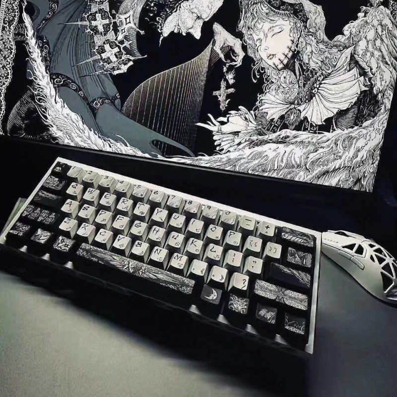 Devil Keycap Set Sublimation Cherry Profile Keycaps Custom Reprint Key Caps for Ace68 Compatible with 60/64/68/74/75/80/87 Key