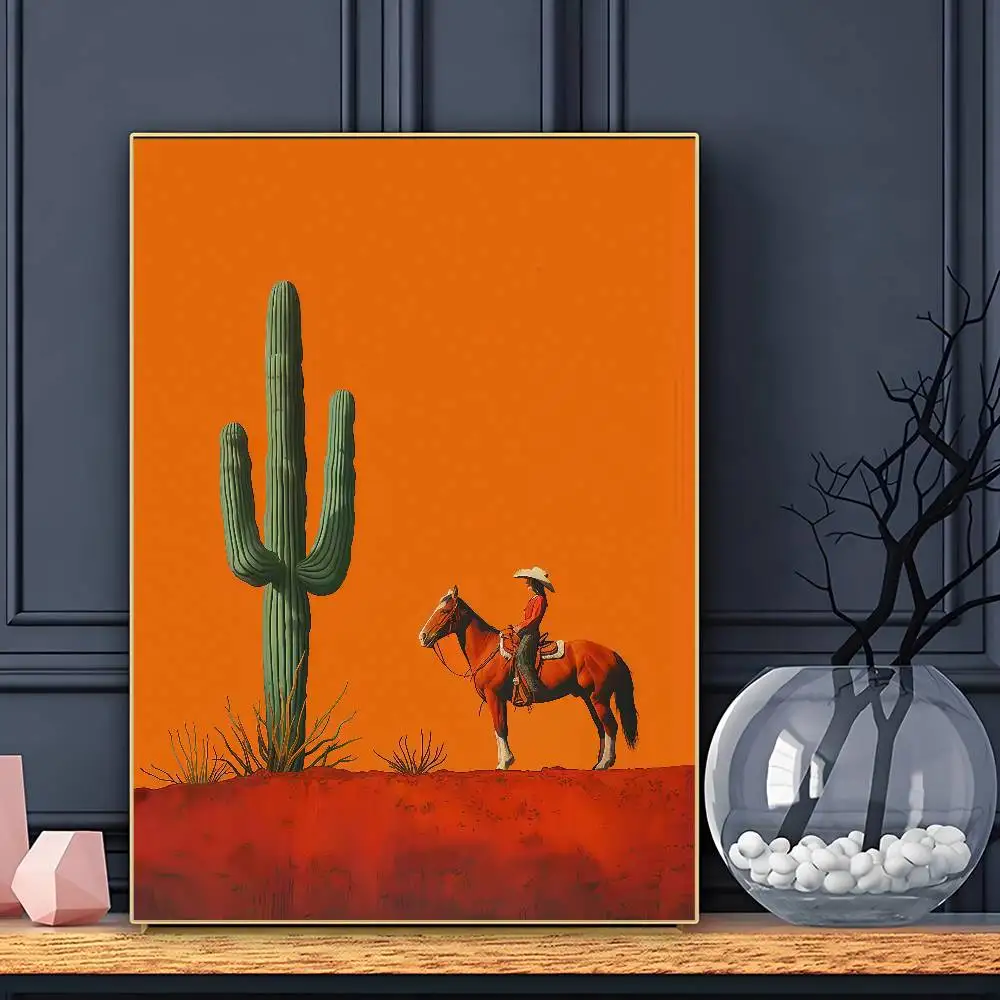 Western Cowboy Girl Bohemian Canvas Print Trout Elk & Cow Smok Cigarette Wall Art Poster Modern Living Room Christmas Home Decor