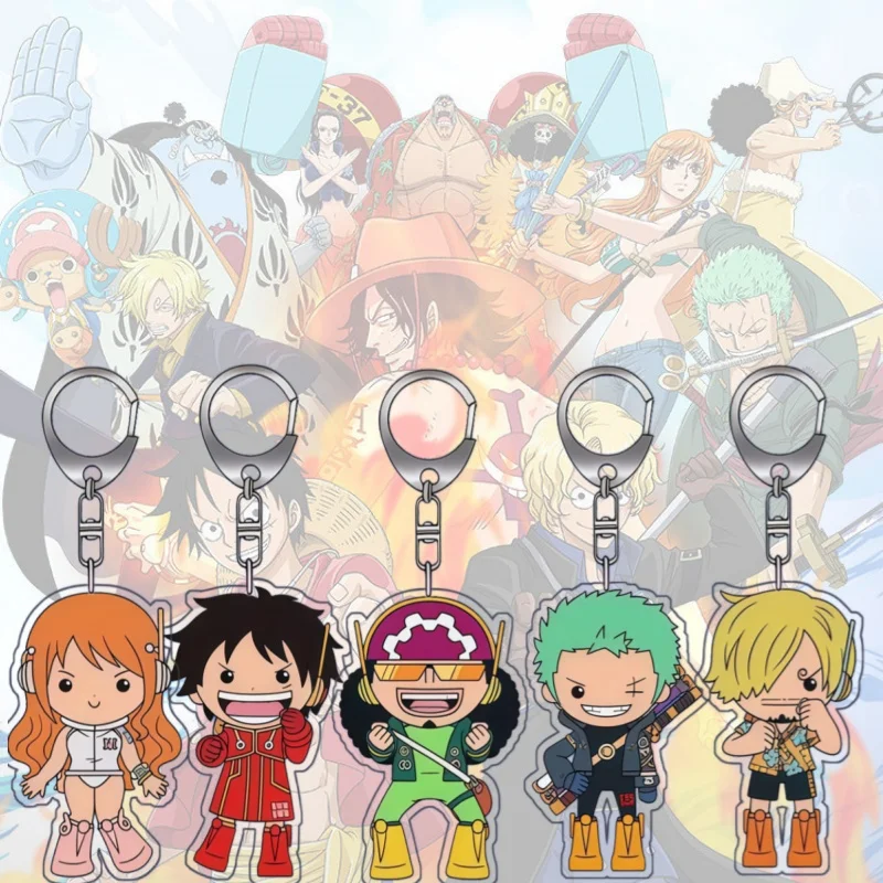 

Cartoon Character Acrylic Keyring Creative for Anime Lovers Bag Decor for One Piece Monkey D. Luffy Zoro Nami Sanji Nico Robin