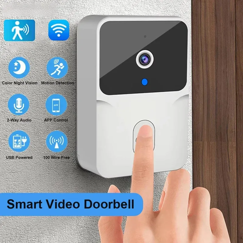 NEW HOT Wireless Smart Video Doorbell, Secure Home Monitoring2.4G WiFi Home Security Camera, 2-way Audio, Night Vision, Battery
