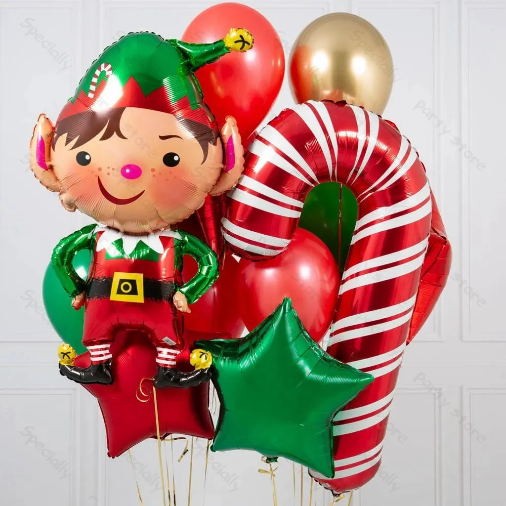 1 Juego de Globos de Feliz Navidad, globos de dulces de Papá Noel y alce, adornos navideños DIY para el hogar, decoración de fiesta de Navidad de Año Nuevo 2023