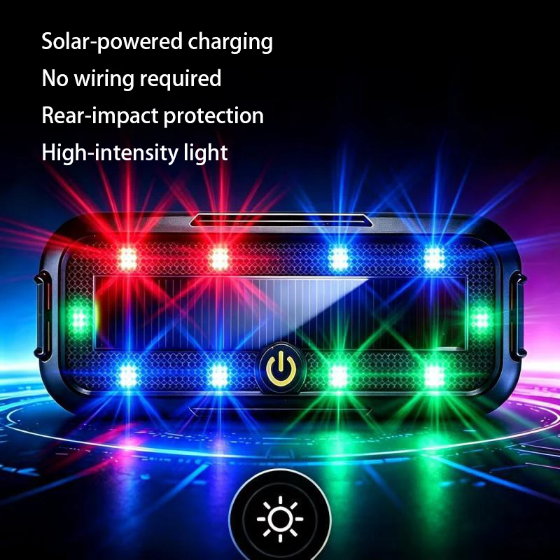 Car Solar LED Anti Collision Light Warning Light Multi-coloured Safety Warnings Car Motorcycle Decor Universal Accessories