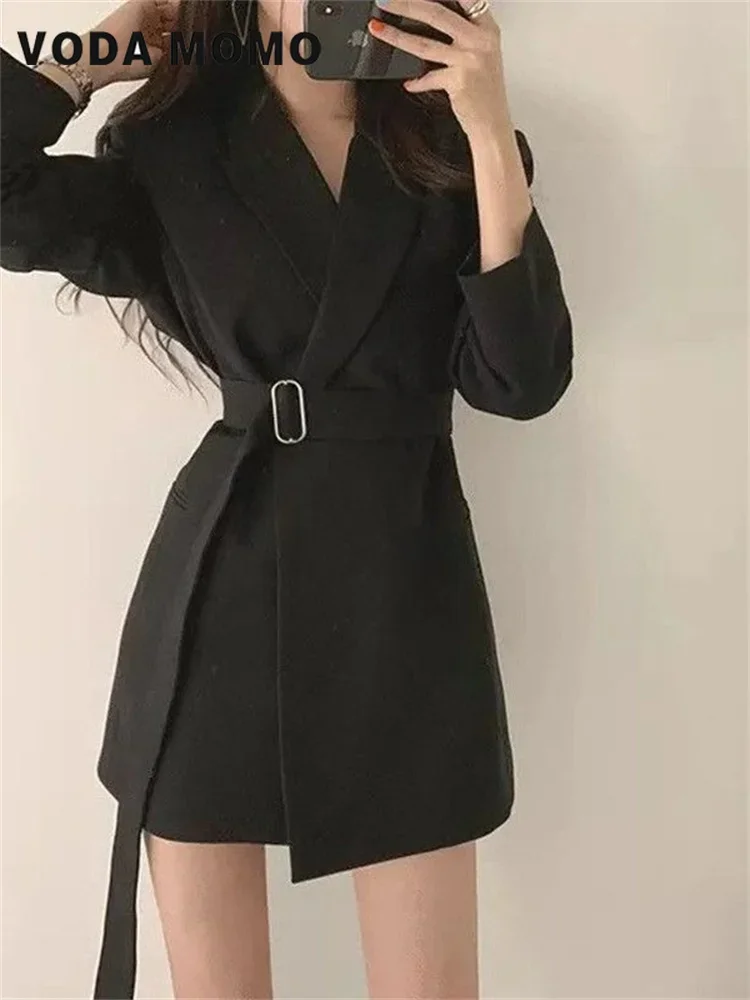 Casual Coats for Office Lady Fashion Tops Spring Autumn Women's Blazers Slim Fit Fashion Suit Elegance Long Sleeve Belt Jackets