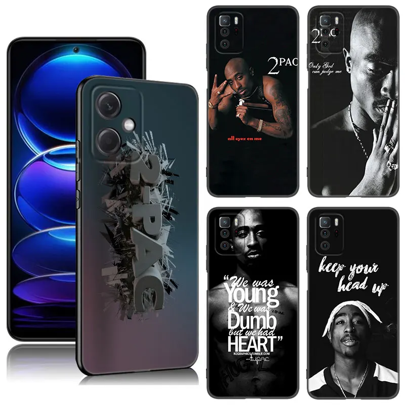 Rapper 2pac Tupac Black Silicone Phone Case For Xiaomi Redmi Note 10 11 11S 12 13 4G 8 9 11T Pro 5G Plus 8T 9S 10S 12S