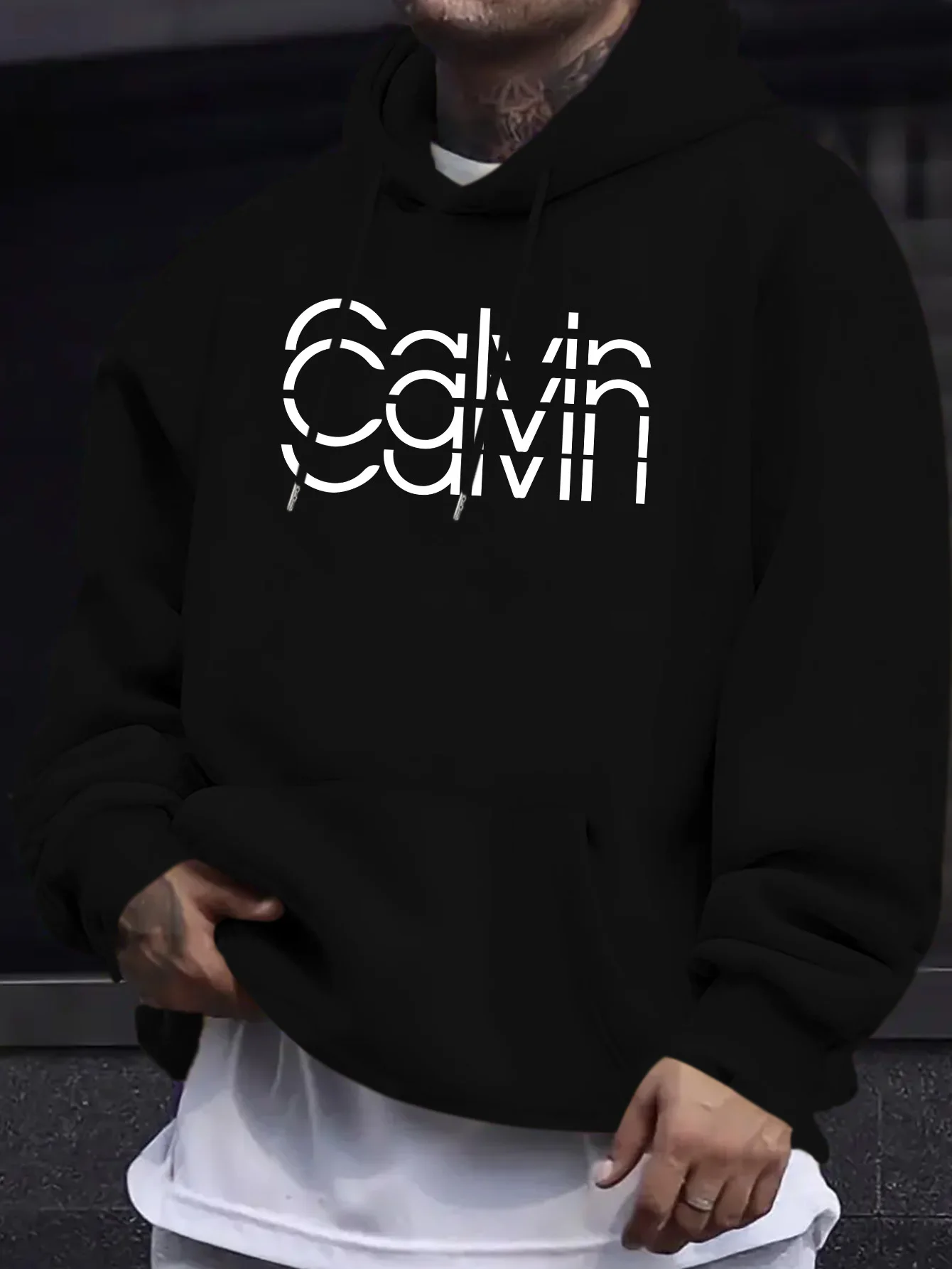 

Мужская толстовка CALVIN, зеленая, 100% полиэстер, 200 г/м2, карман-кенгуру, весна/осень, большие размеры