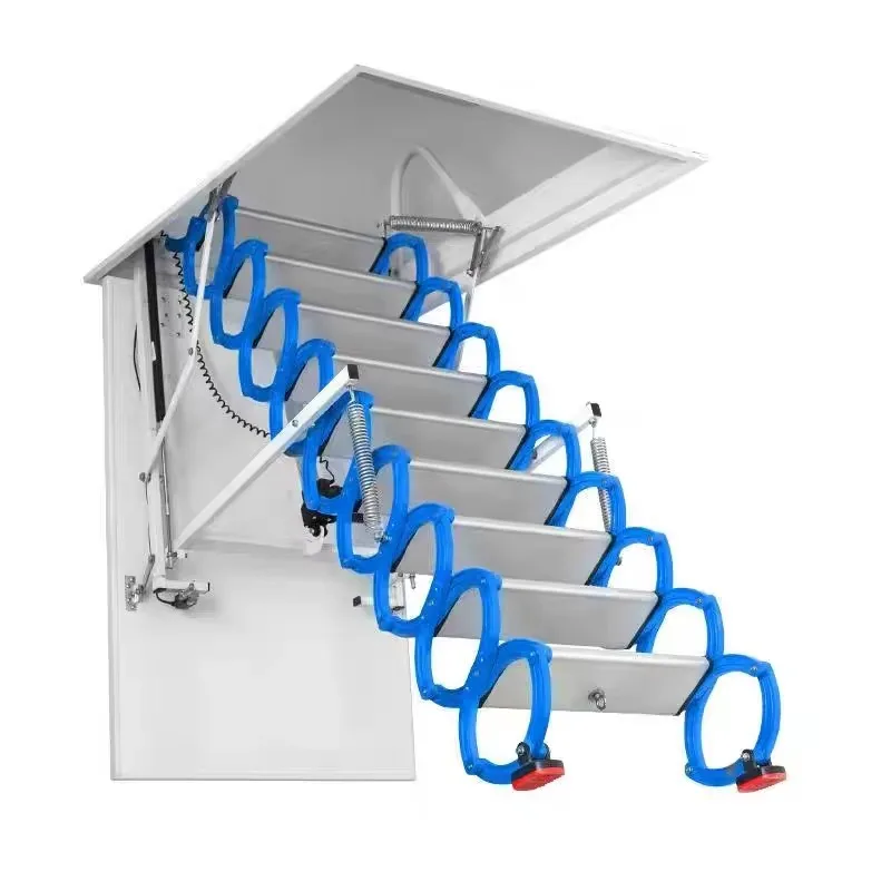 Customized Household Indoor Attic Access Extension Ladder Electric Telescopic Folding Loft Stairs Anti-slip Steel Collapsible St