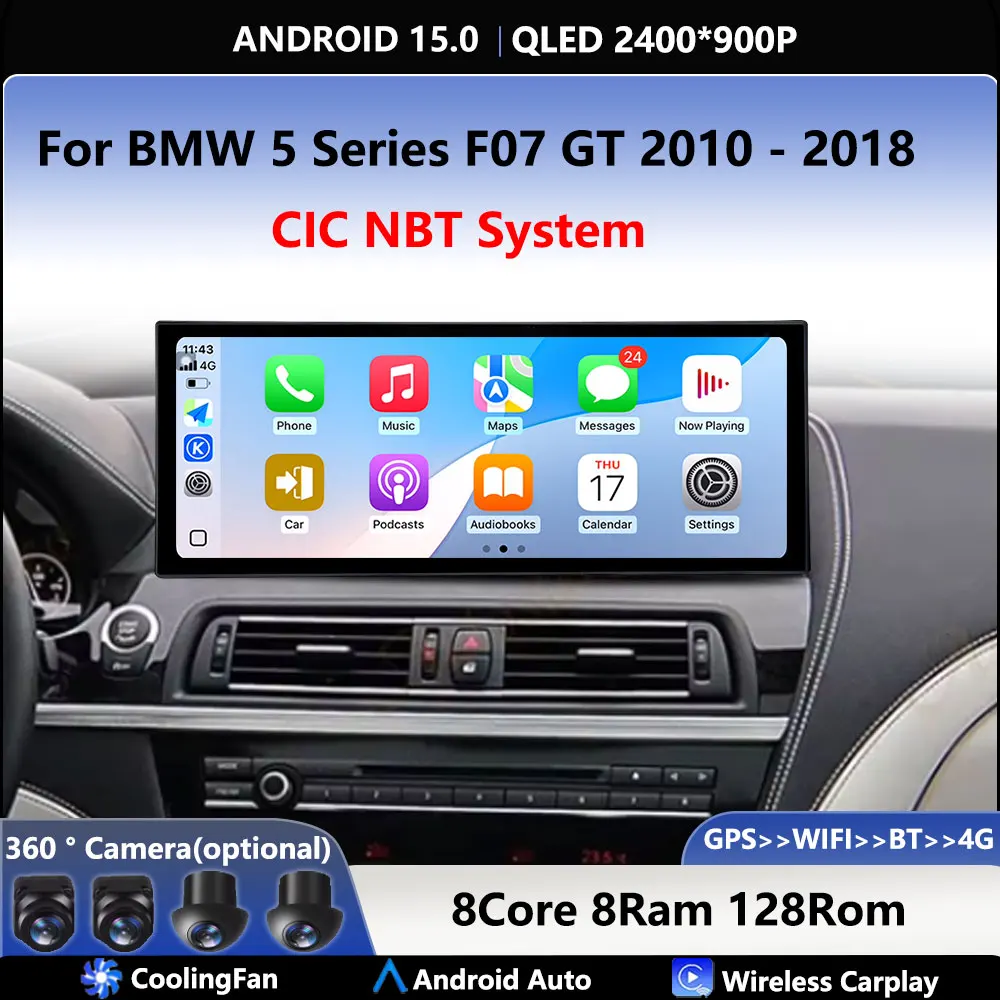 

Экран 2400*900P BT GPS Navi Android 15 для BMW 5 серии F07 GT 2010-2018 CIC NBT Система Автомобильный видео Мультимедийный плеер Carplay