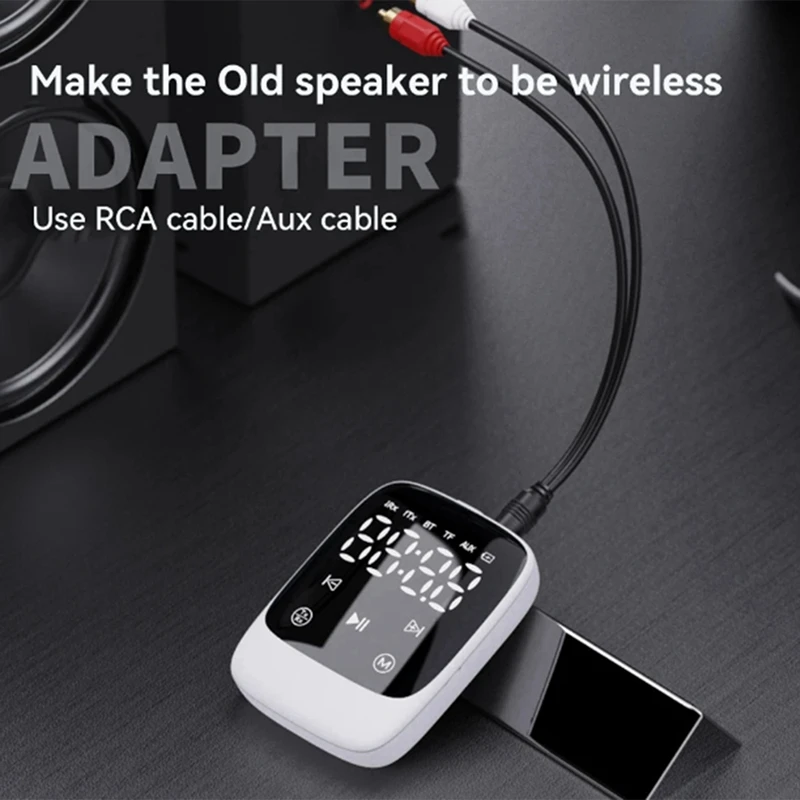 2-In-1 Bluetooth 5.3 Receiver Transmitter White ABS Desktop Computer Old Speaker Old Speaker Amplifier Converter