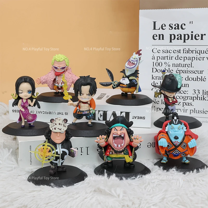 One Piece Anime Figure Set Luffy Ace Hancock Mihawk Teach Borsalino Toy Big Size PVC Figures Collect Model Dolls Set Toy Gift