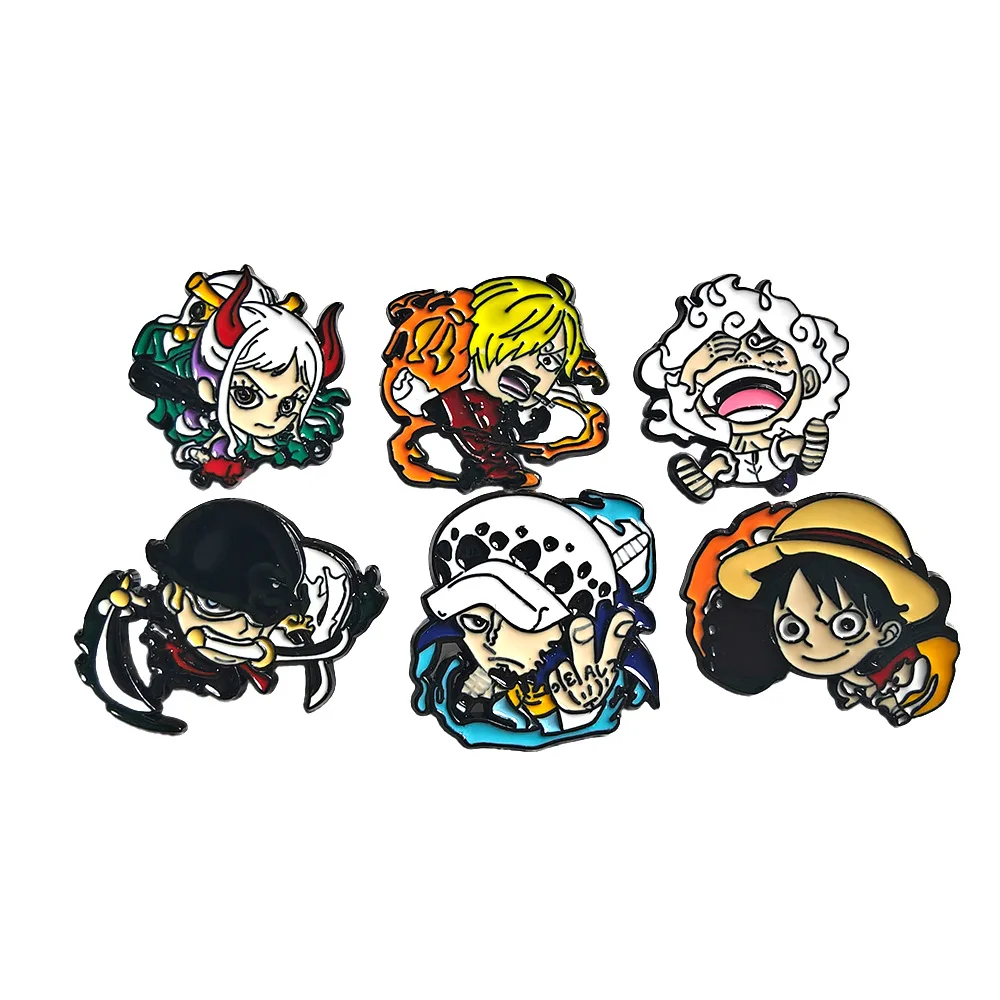 

1 Set Hot Selling Japanese Anime One Piece Brooch Cartoon One Piece Luffy Metal Badges Clothing Bags Decorative Pins