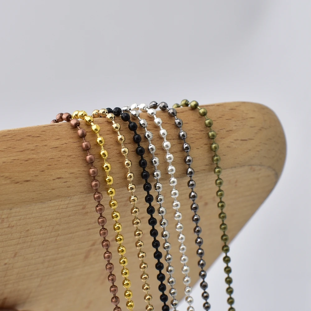 5M/Lot 1.2 1.2 2.0mmMetal Alloy Ball Beads Chains For Necklaces DIY Jewelry Making Findings Accessories