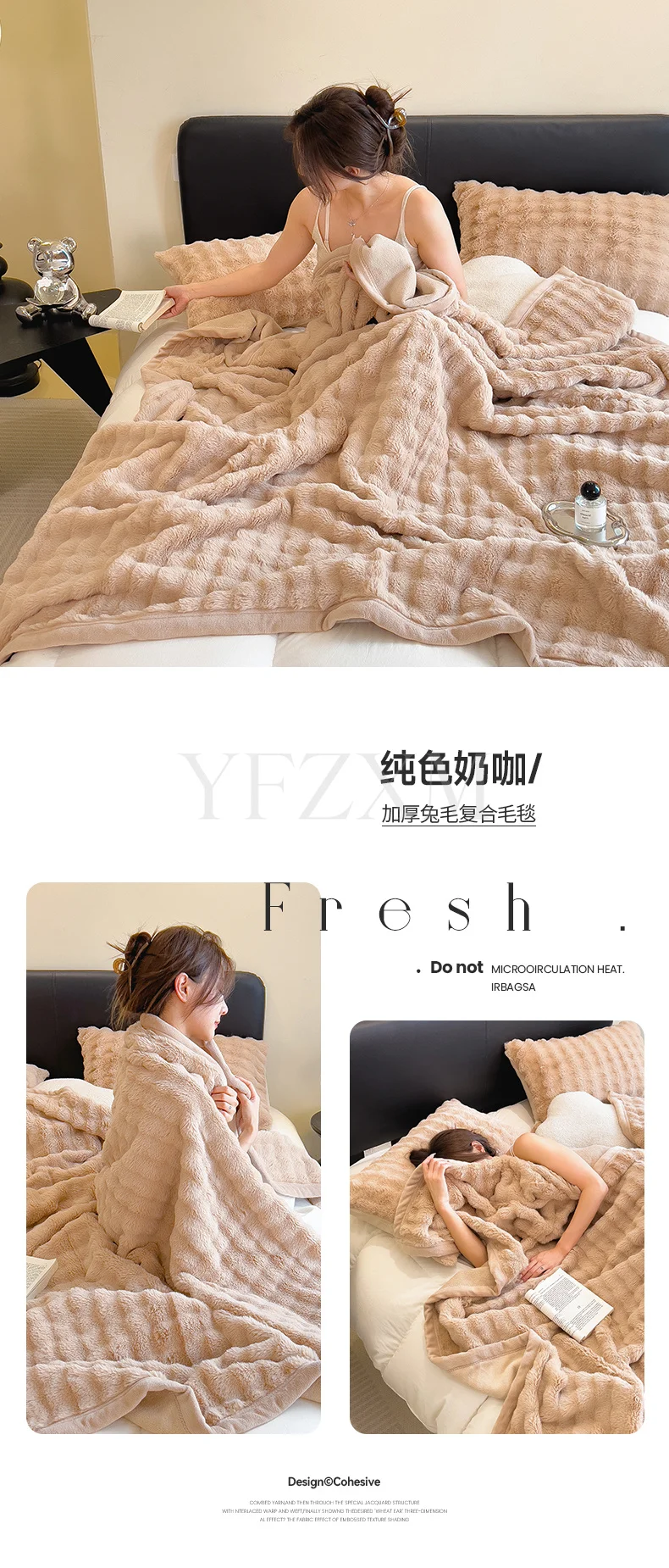 Cute Giant Panda Fluffy Fleece Blanket Fall Winter Thick Warm Faux Rabbit Fur Bed Blanket Plush Sofa Throw Cover Soft Bedspread
