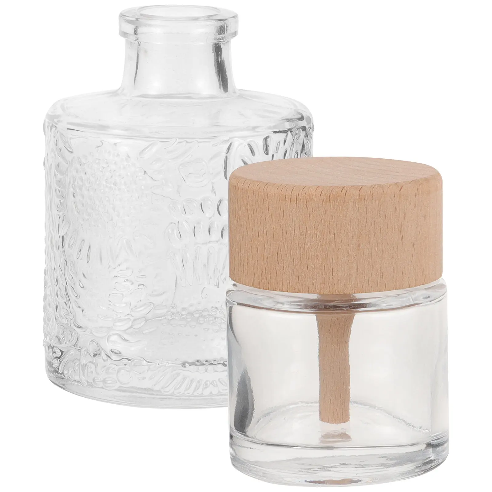 

2Pcs Clear Glass Aromatherapy Diffuser Bottles Reed Diffuser for Home Office Decorative Aroma Fragrance Container
