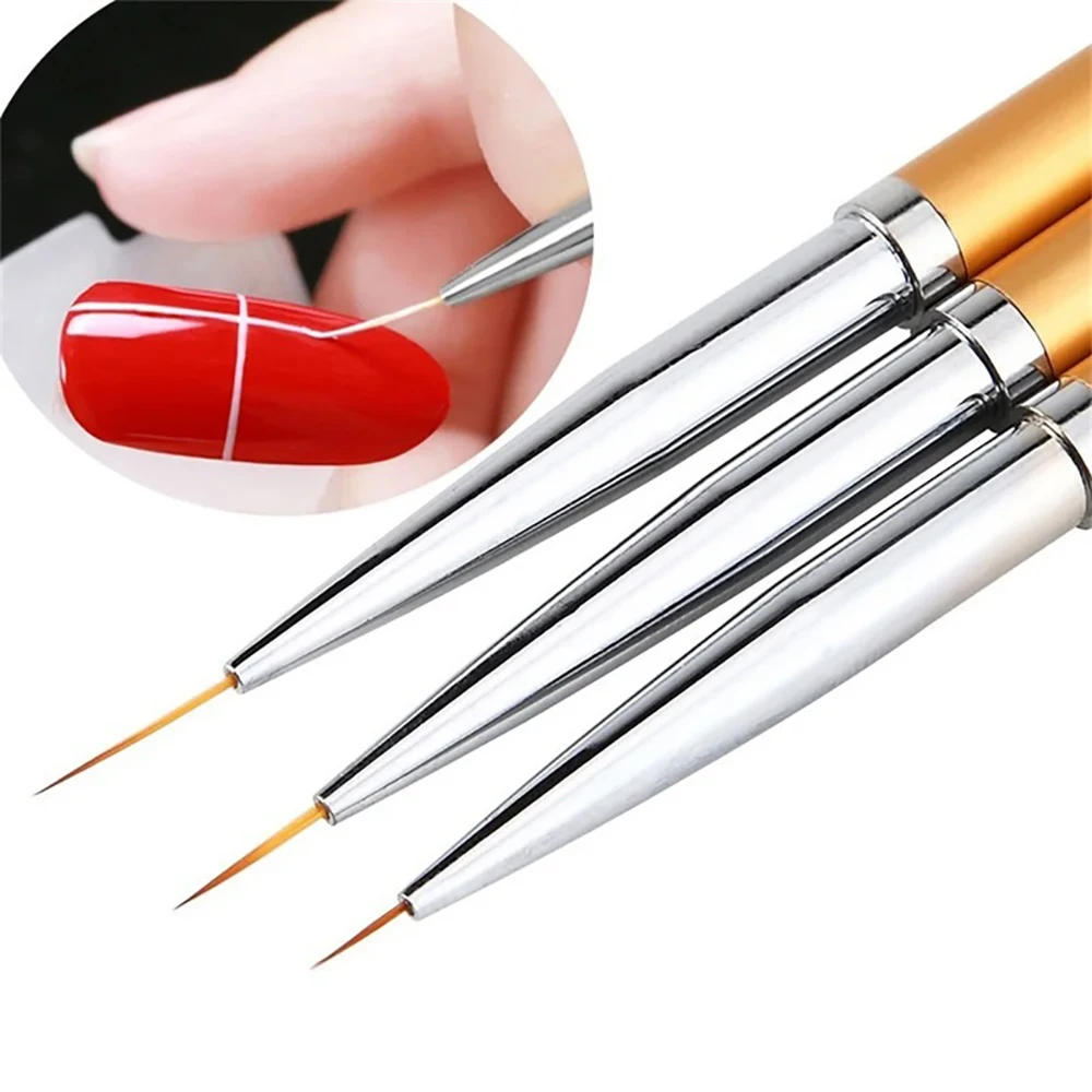 LINMANDA Metal Round Top Nail Art Gel Extension Builder Painting Liner Brushes Drawing Flower Petal Pen Kit Manicure Tools Set