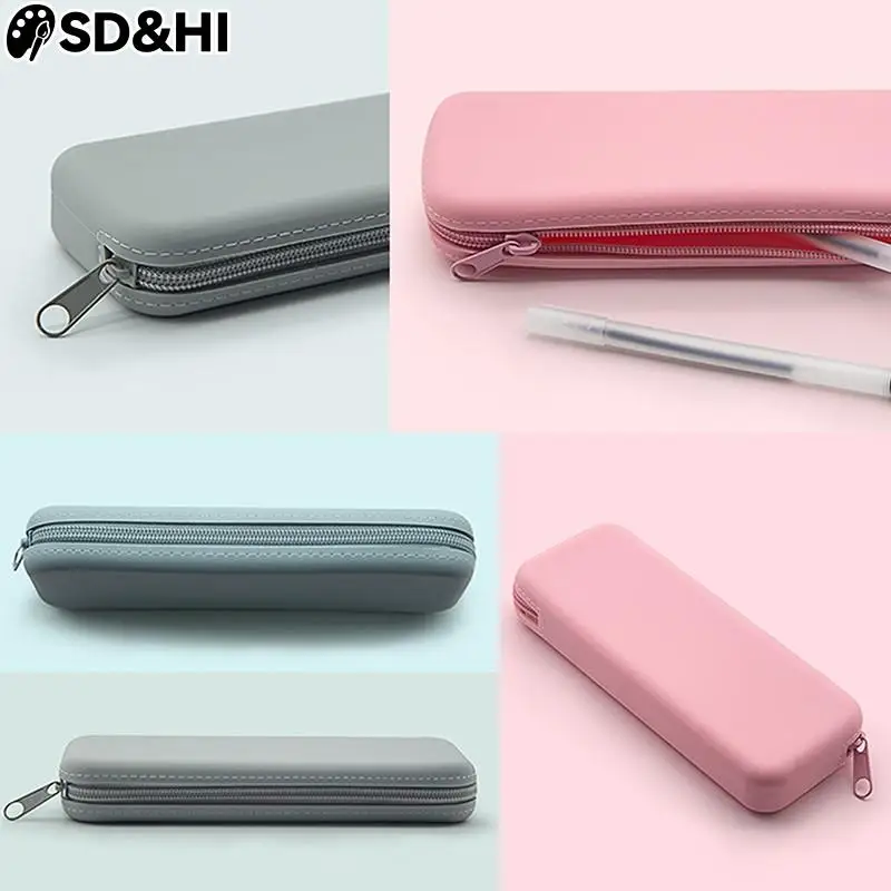 Soft Silicone Pencil Case Zipper Large Capacity Pen Stationery Makeup Storage Pouch Bag Organizer Student Gift School Supplies