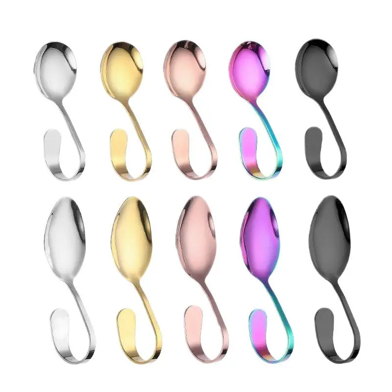 مجموعة أدوات المائدة/سكين شوكة ملعقة خدمة أدوات المائدة مقبض منحني ملعقة فندق ذهبي مستقل لتناول الطعام منحني لوازم الفنادق ملعقة