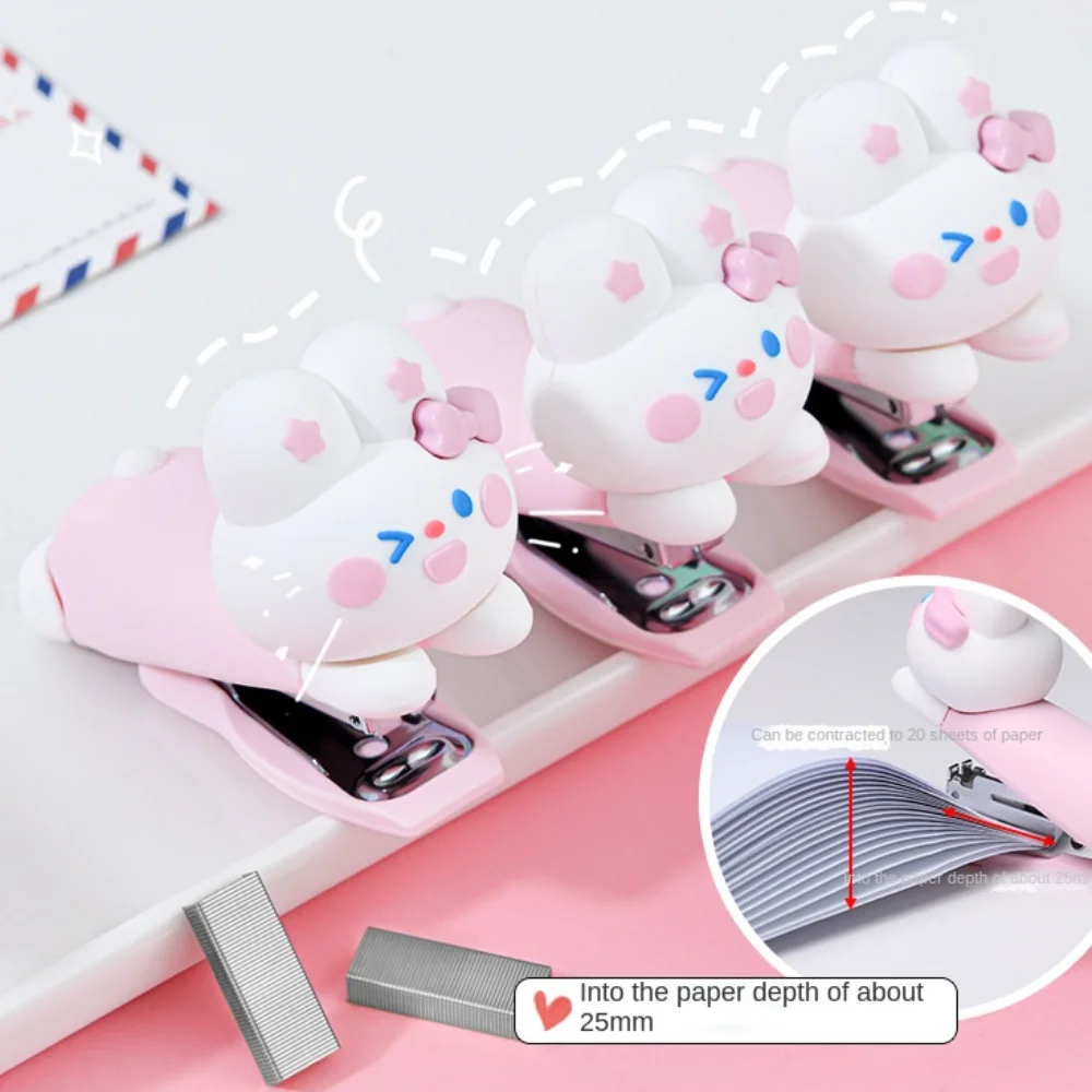 Cute Cartoon Rabbit Stapler Rabbit Binding Machine Student Stapler Kawaii Anime Stapling Machine Children Teacher