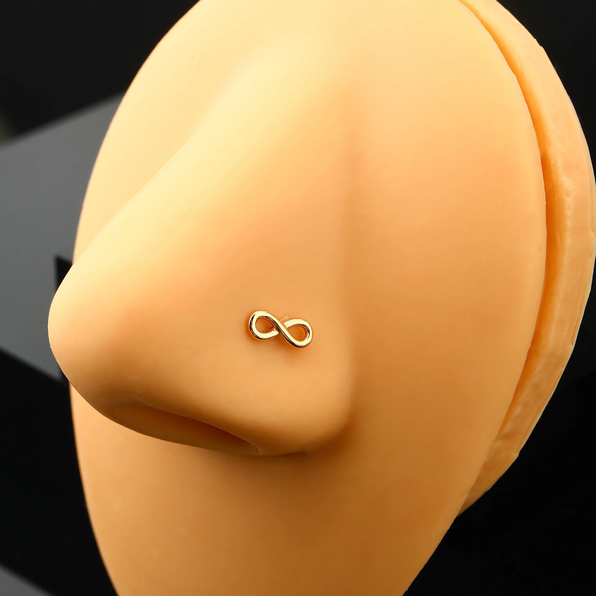 

925 Sterling Silver Full-body 8-shaped Nose Decoration, Minimalist Personality Nose Stud L-bar Piercing Nose Stud