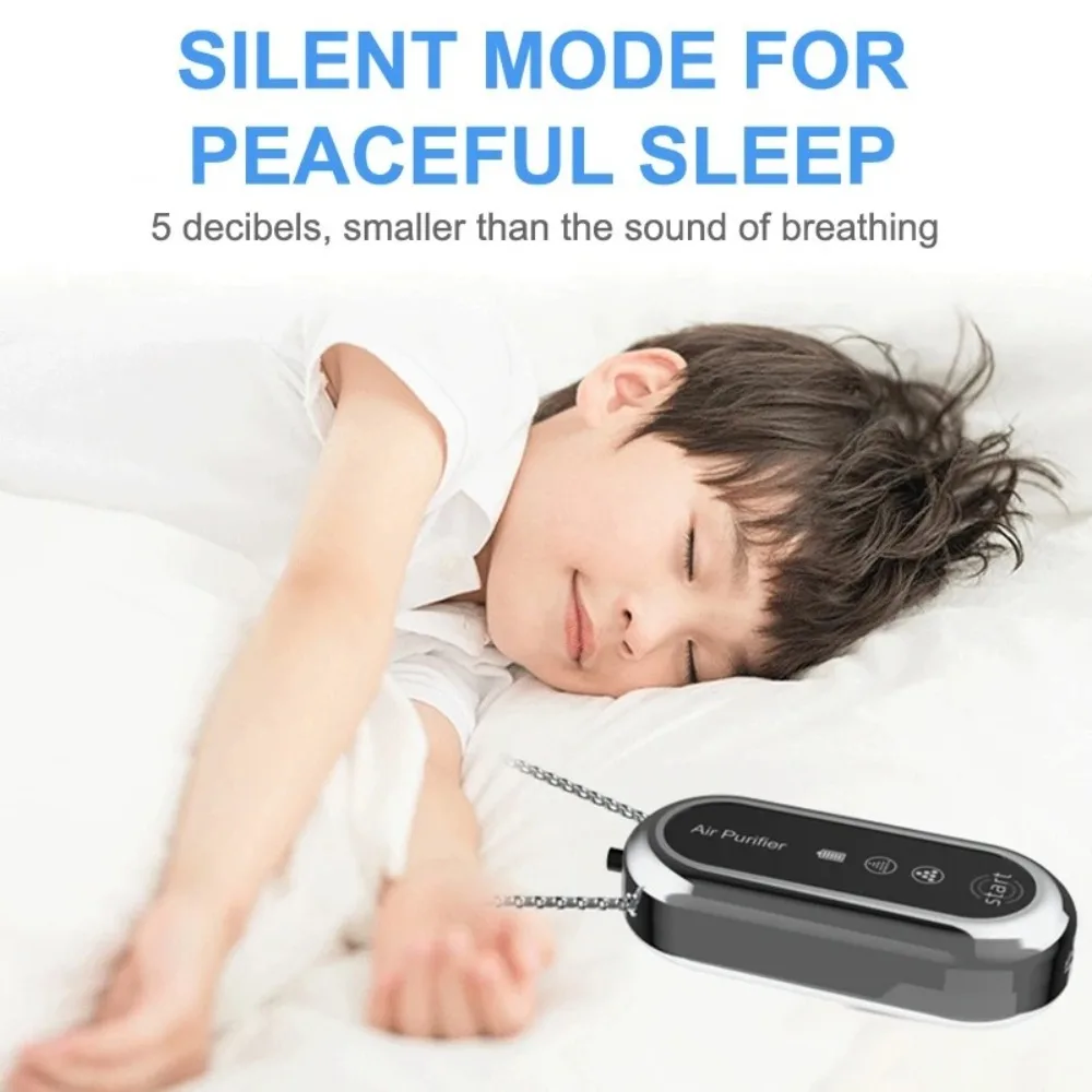 

Portable Hanging Air Purifier Wearable Necklace Heating Cooling Air Freshener USB Rechargeable Negative Ions Purify Air Machine