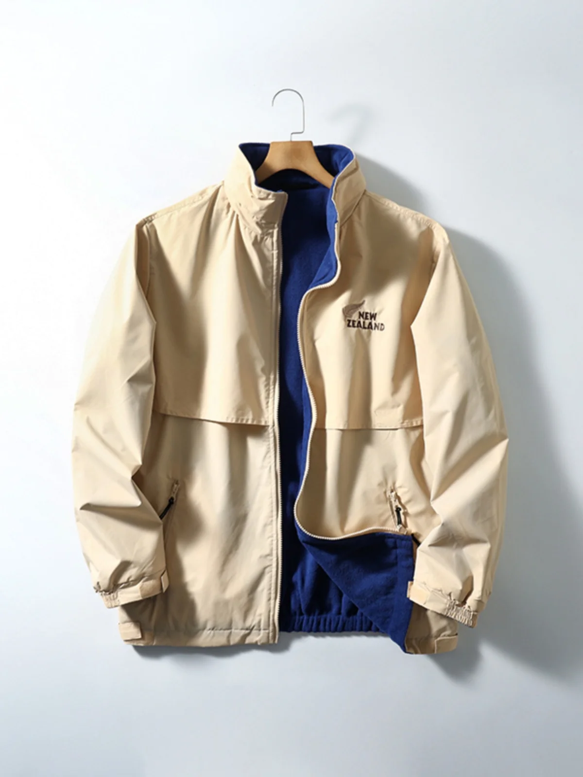 

Outdoor Windproof Waterproof Fce Lined Stand Collar Hidden Hat Men's Autumn Winter Sports Jaet Coat Stand Fit Long Sl...