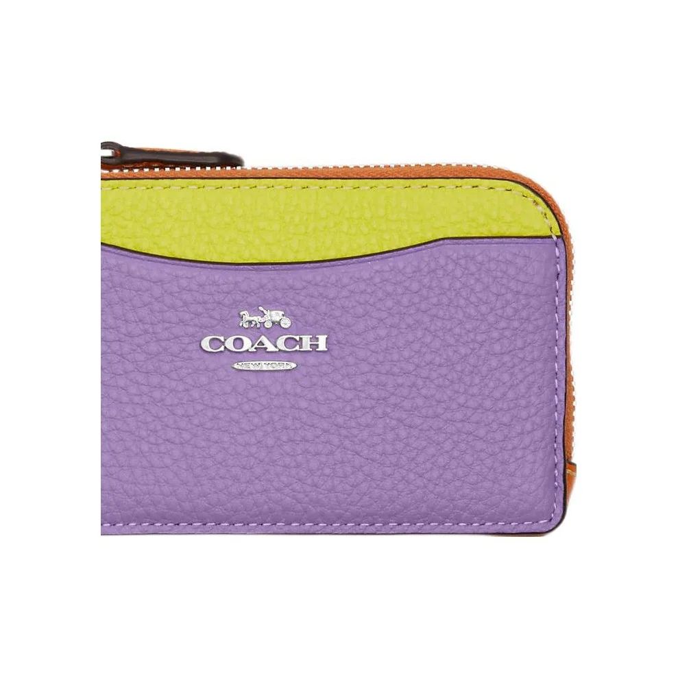 COACH Card Case Pebbled Leather Wallet, Card Holder Women's Purple CL680-SVPSK