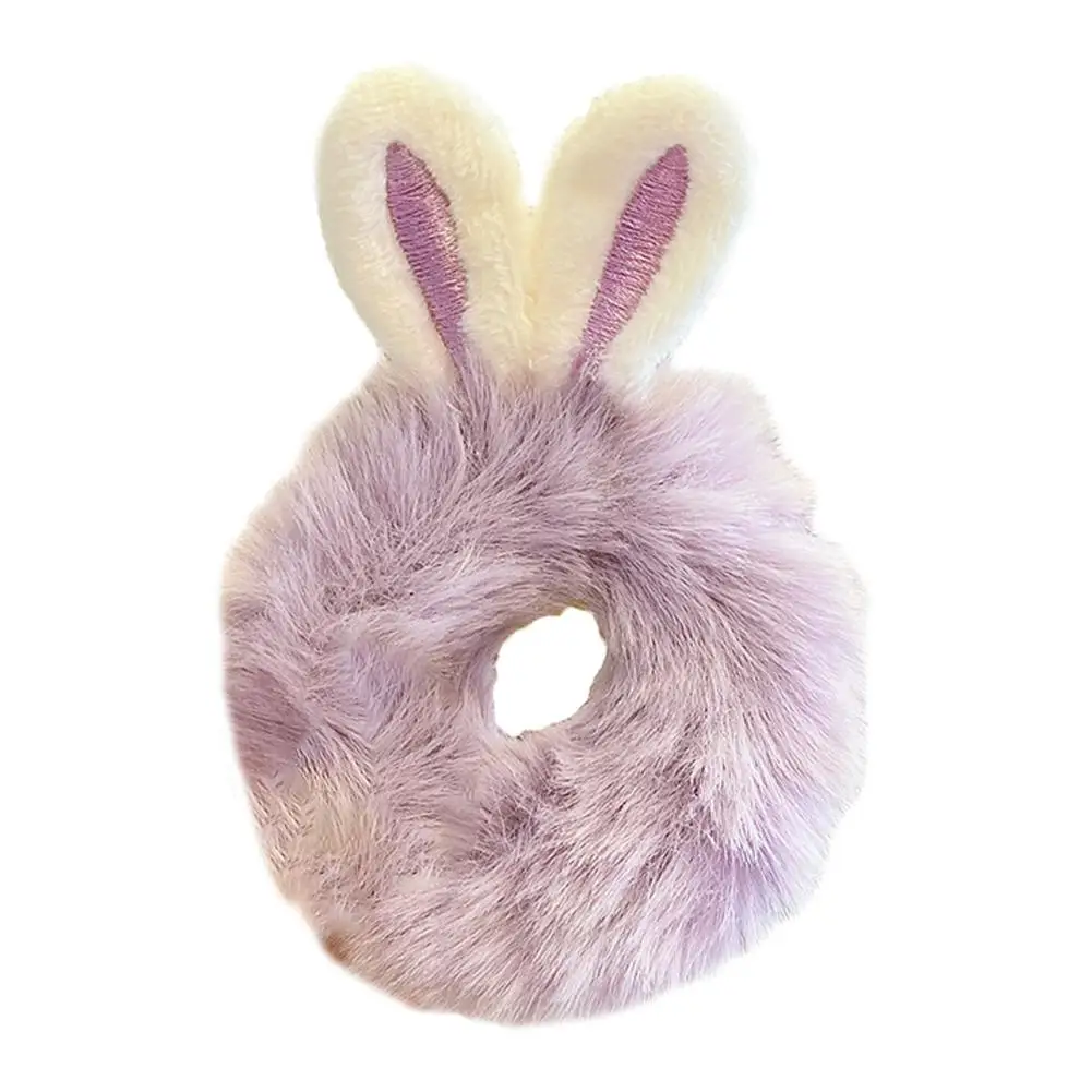 Coelho Ear Hair Ties para meninas, imitação Rabbit Fur Scrunchies, Plush Soft Elastic Hair, Bandas de corda quente, T8D5