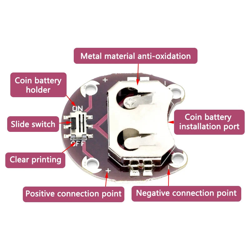 LilyPad Coin Cell Battery Holder CR2032 Battery Mount Module for arduino DIY KIT