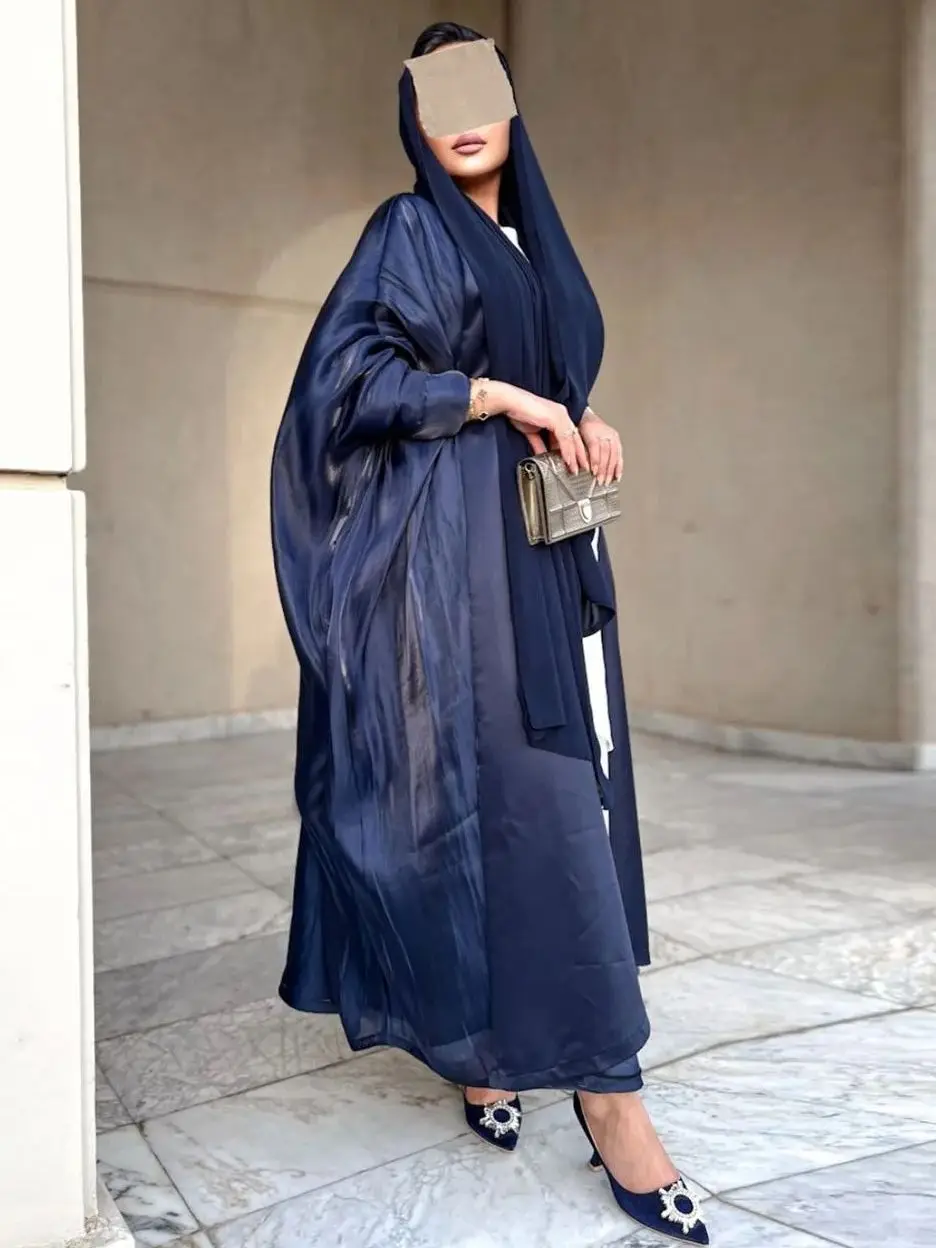 Evening Party Dubai Abaya Shimmer and Sheer Fabric Butterfly Sleeves Islamic Clothing Kaftan Muslim Women Ramdan Eid Hijabi Robe