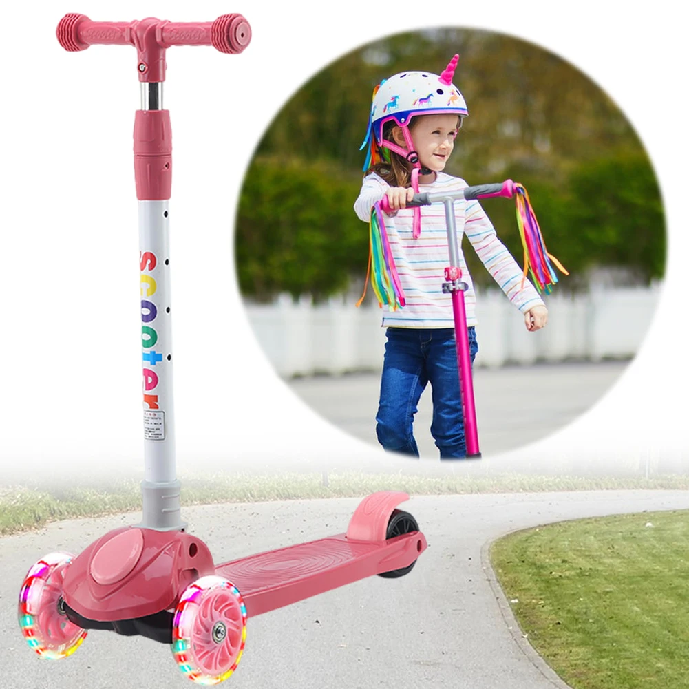 Kids Scooter Adjustable Height 3 Wheel Scooter Lean To Steer Kids Push Scooter Non-Slip Deck for Children Ages 3-10