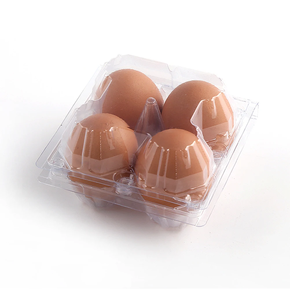 

50Pcs Egg Storage Box Transparent PVC 4-Slot Container for Refrigerator Cabinet Camping Picnic Travel Egg Holder Carrier