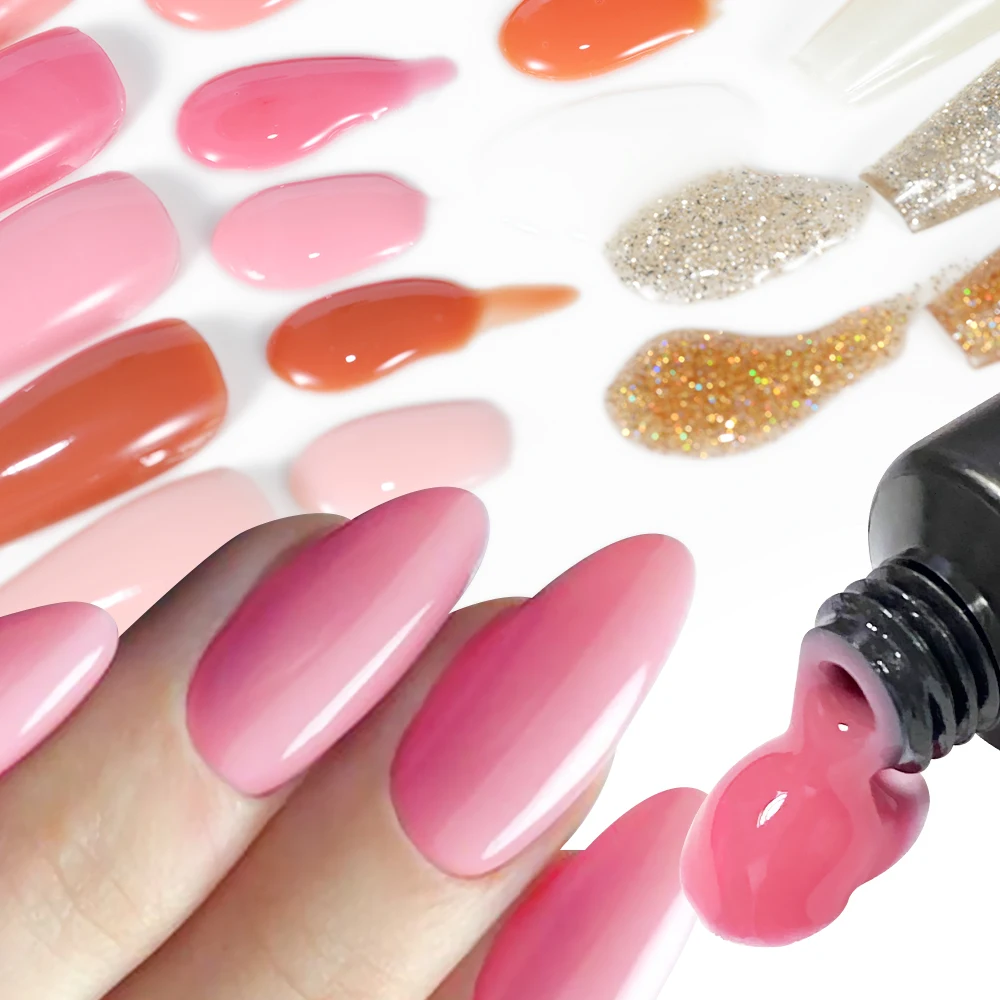 15ml gel de extensão de unhas cor caramelo sólido & glitter construir poli gel uv outono inverno gel semi permanente para unhas cola da arte do prego