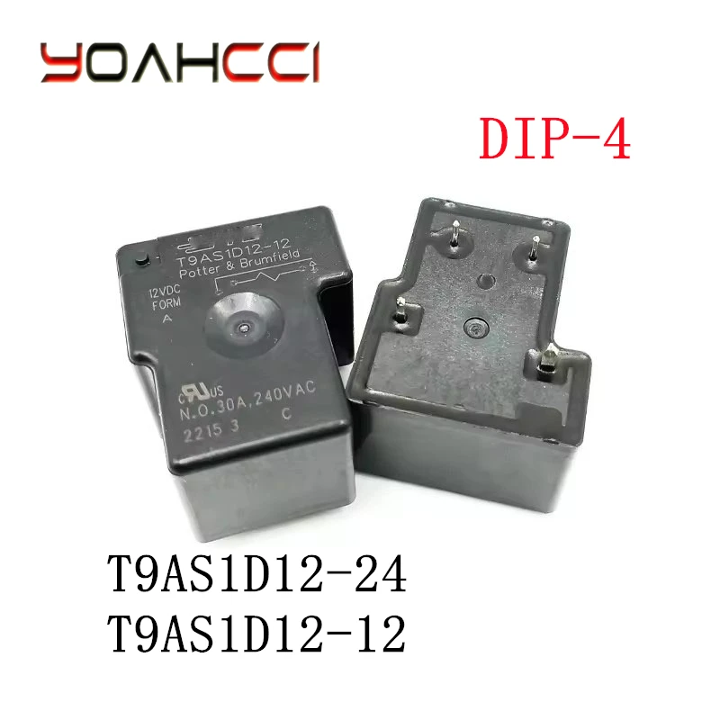 5PCS/Lot T9AS1D12-24 、T9AS1D12-12 DIP-4  Original Power Relay SPST 30A 24VDC 1-1393210-8 、1-1393210-3