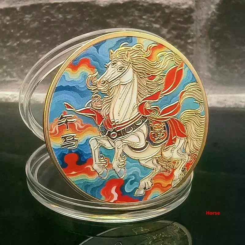 Year Of The Horse Chinese Coins Lucky Animal Horse Commemorative Coins Metal Collection 2026 New Year Souvenir Gift