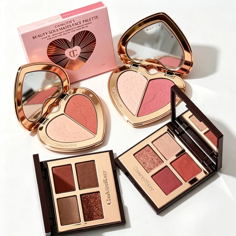 Colorete en Polvo de Dos Tonos Charlotte Tilbury, Maquillaje de Ojos de Larga Duración, Paleta de Sombras de Ojos de 4 Colores, Resistente al Agua