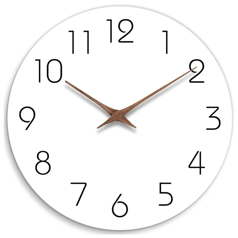 12 Inch Battery Operated Wood Simple Wall Clock Silent Non Ticking Wood Wall Clocks White (1 Pcs)