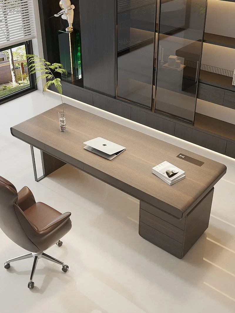 minimalist study desk solid wood high-end feeling living room home large board table writing desk