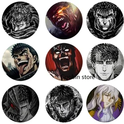 58mm Anime Berserk Enamel Pins Black and White Handmade Brooch Cartoon Cosplay Badge on Backpack Jewelry Accessories Gifts